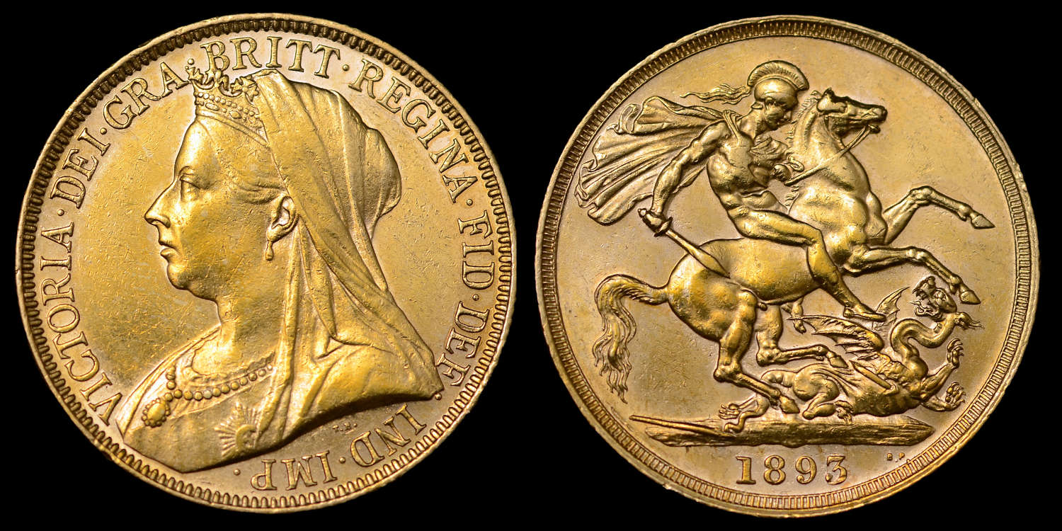 VICTORIA 1893 GOLD TWO POUNDS