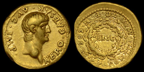 NERO, GOLD AUREUS, MINT OF LUGDUNUM, NGC GRADED VF 5/5.