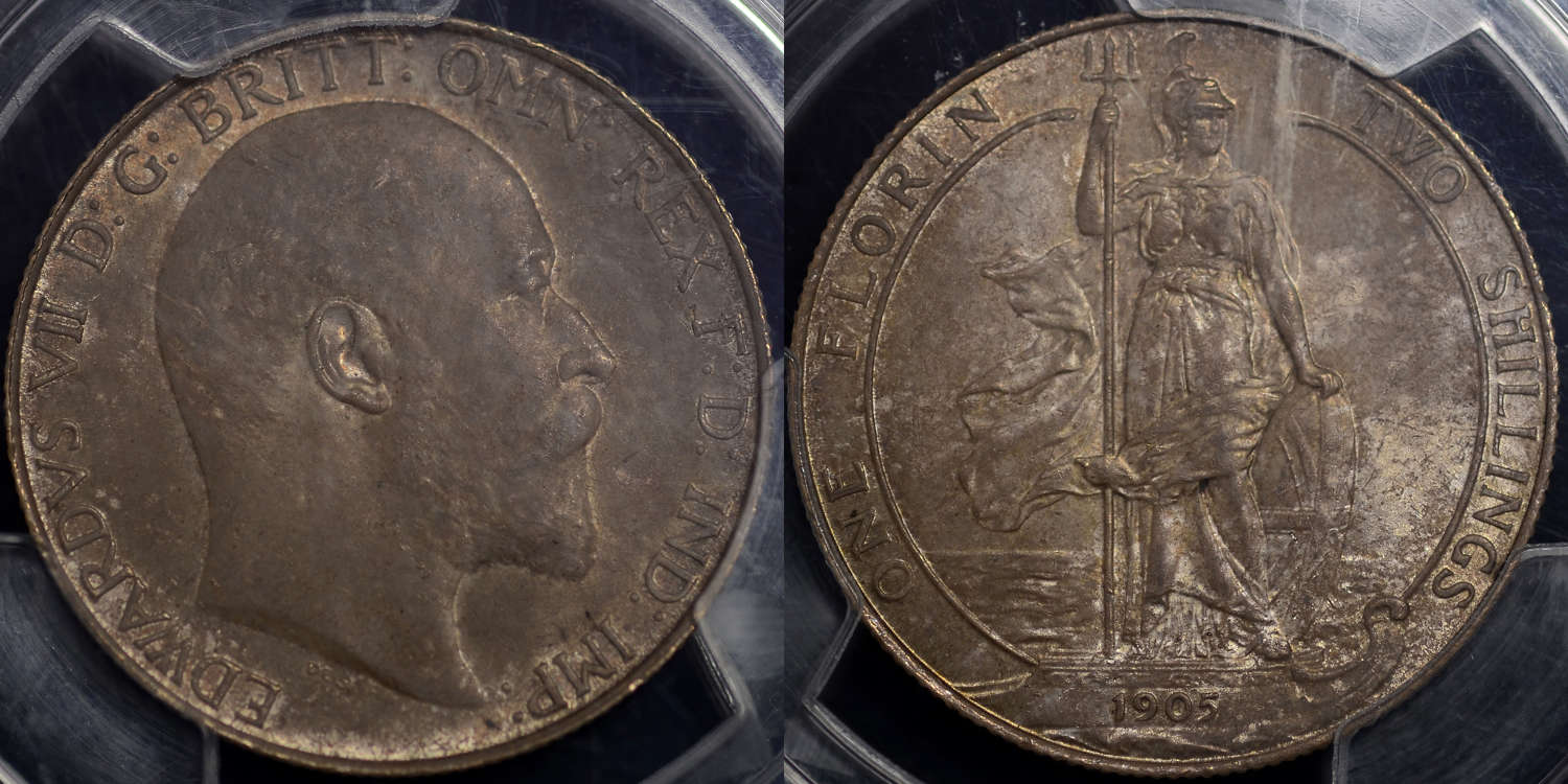 EDWARD VII 1905 FLORIN, PCGS MS64, EX. LINGFORD COLLECTION