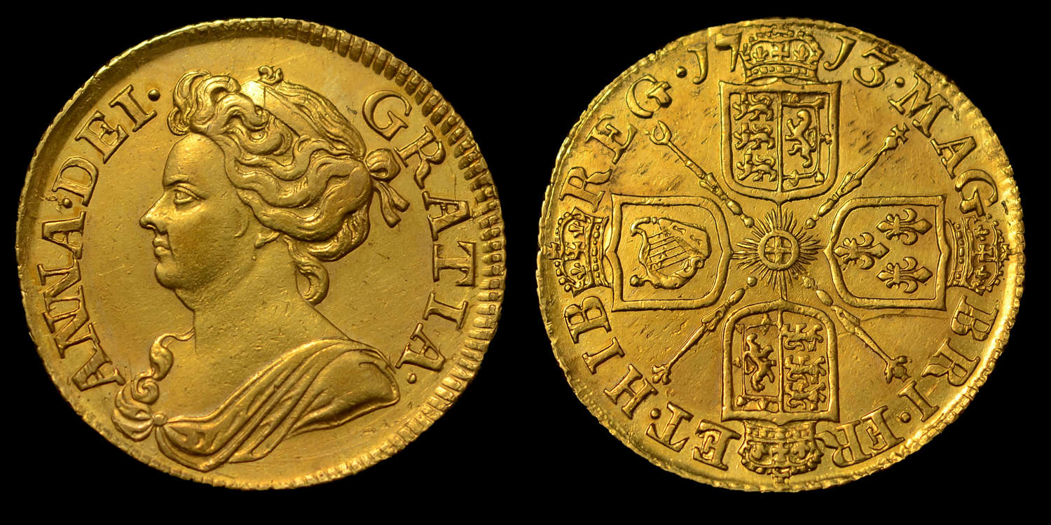 ANNE 1713 GOLD GUINEA