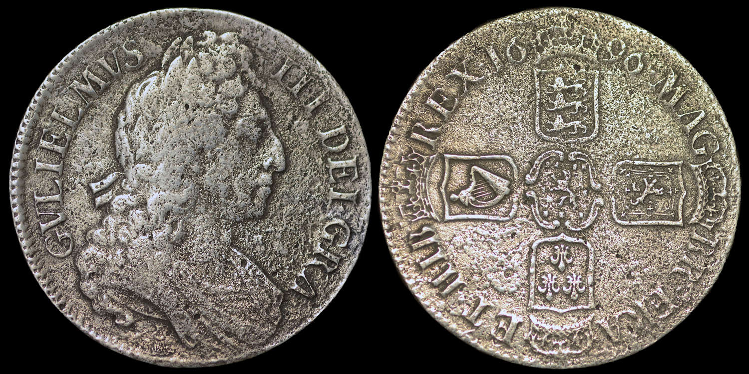 WILLIAM III, 1696 SILVER CROWN FROM HMS ASSOCIATION WRECK