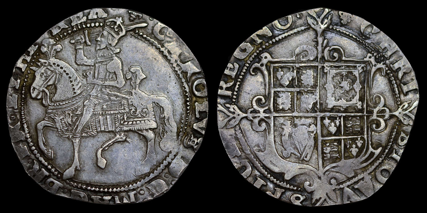 CHARLES I SILVER HALFCROWN. TYPE 1A2