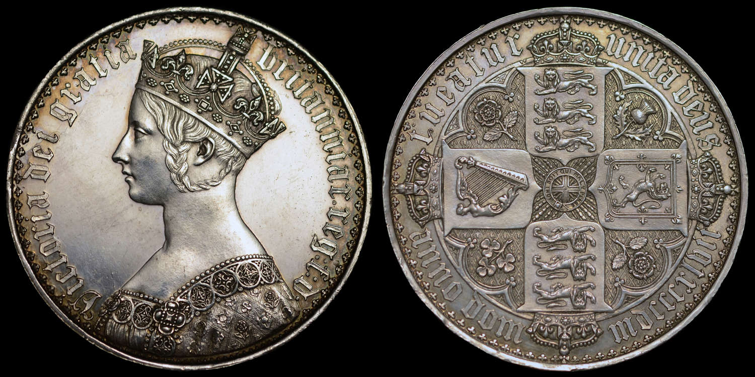 VICTORIA 1847 PROOF GOTHIC CROWN, PF 61
