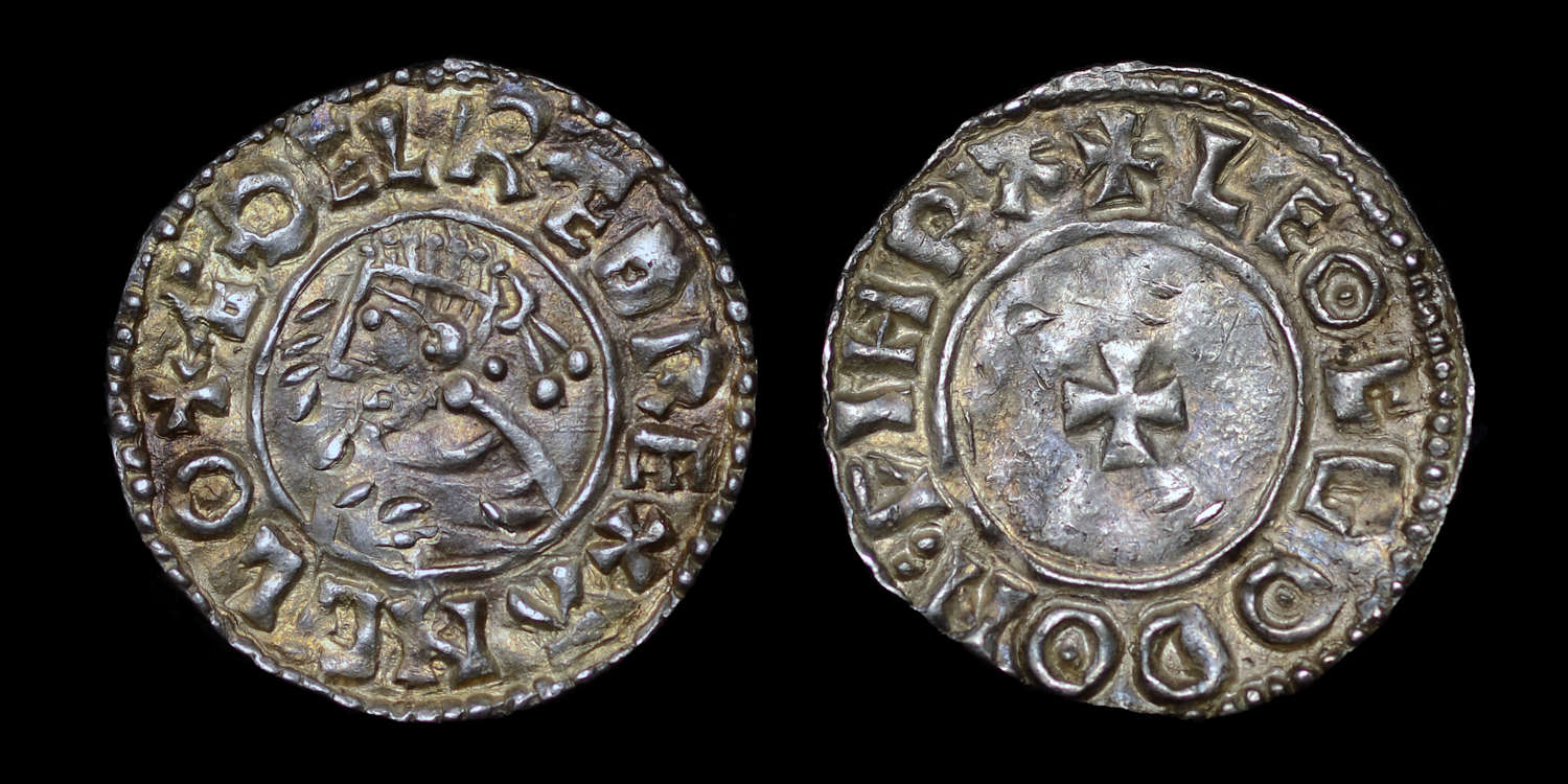 AETHELRED II PENNY WORCESTER, LAST SMALL CROSS TYPE
