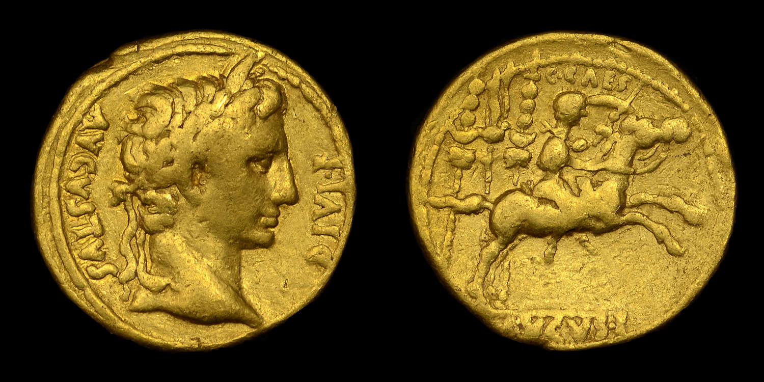 AUGUSTUS, GAIUS CAESAR ON CAMPAIGN GOLD AUREUS