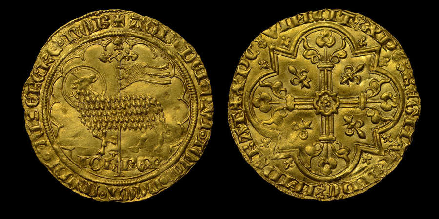 FRANCE, JEAN II LE BON HAMMERED GOLD MOUTON D'OR, MS 62