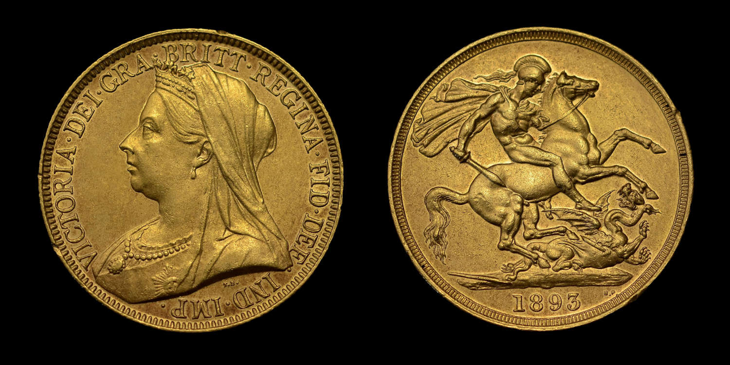 VICTORIA 1893 GOLD TWO POUNDS