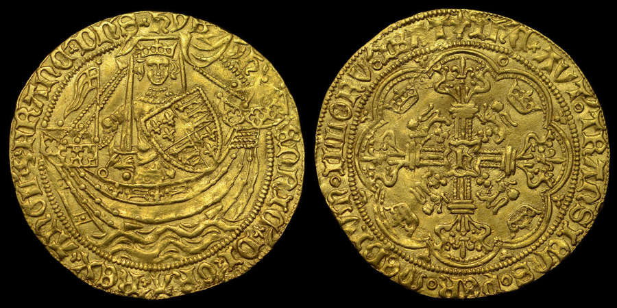 HENRY VI GOLD NOBLE, ANNULET ISSUE, CALAIS MINT MS 61