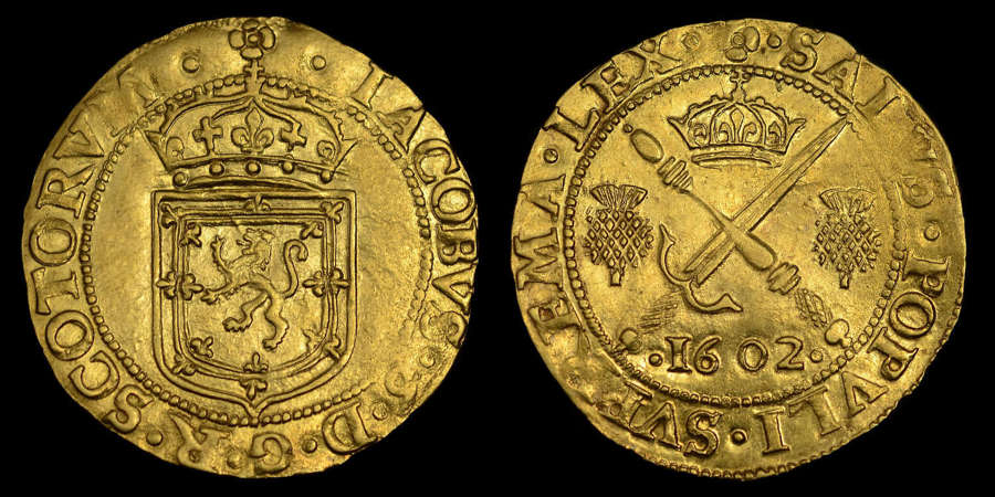 SCOTLAND, JAMES VI, GOLD SWORD AND SCEPTRE, 1602