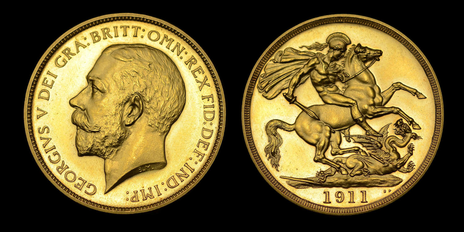 GEORGE V 1911 GOLD PROOF TWO POUNDS, CORONATION ISSUE