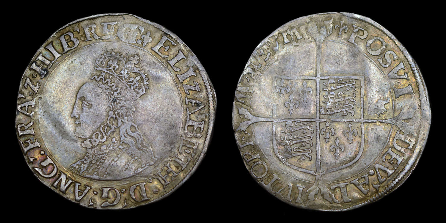 ELIZABETH I, FIRST ISSUE SILVER SHILLING, WIRE LINES, EX. LINGFORD