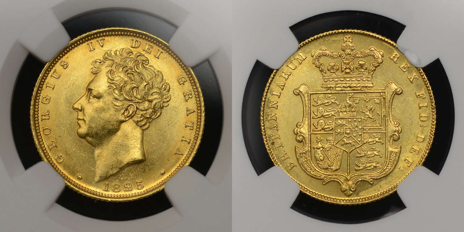 GEORGE IV 1825 GOLD SOVEREIGN MS 63