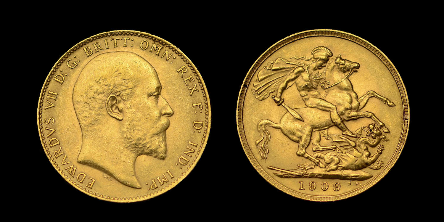 EDWARD VII 1909 GOLD SOVEREIGN LONDON MINT