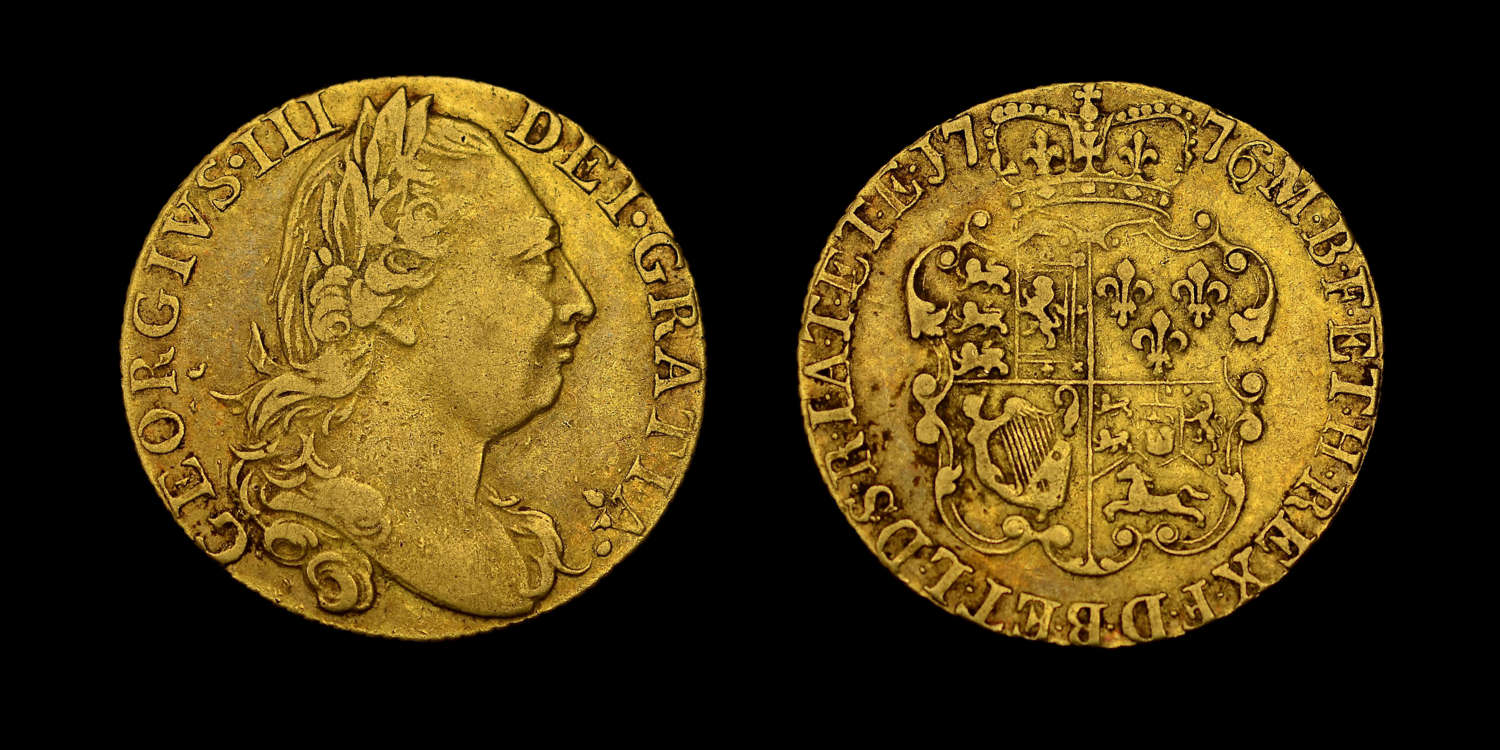 GEORGE III 1776 GOLD GUINEA, YEAR OF THE AMERICAN INDEPENDENCE
