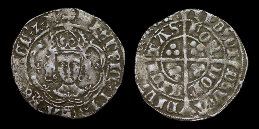 HENRY VII SILVER GROAT, CLASS IIIC MINT MARK GREYHOUND HEAD
