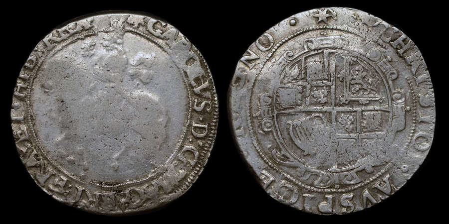 CHARLES I SILVER HALFCROWN, GROUP IV