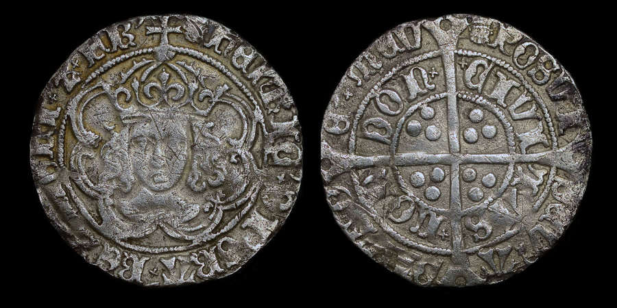 HENRY VII SILVER GROAT, CLASS IIIC MINT MARK CROWNED LEOPARDS HEAD