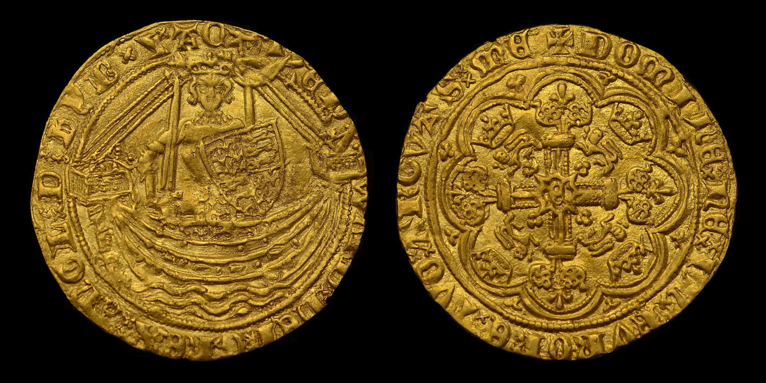 EDWARD III HAMMERED GOLD HALF-NOBLE, TREATY PERIOD MS 61