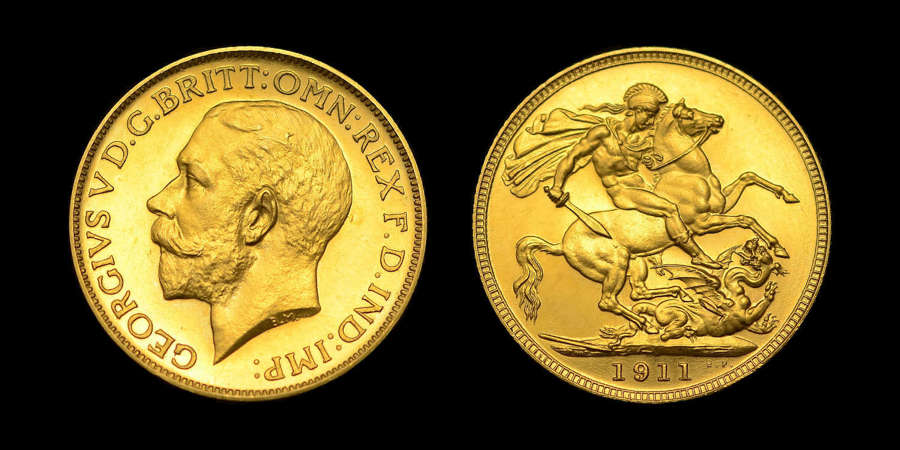 GEORGE V 1911 PROOF GOLD SOVEREIGN, PF 64