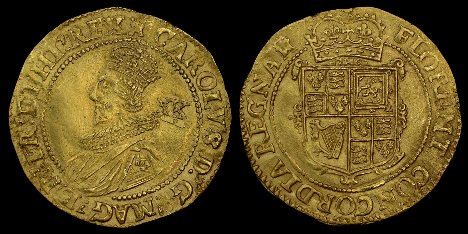 CHARLES I HAMMERED GOLD UNITE, GROUP B TOWER MINT