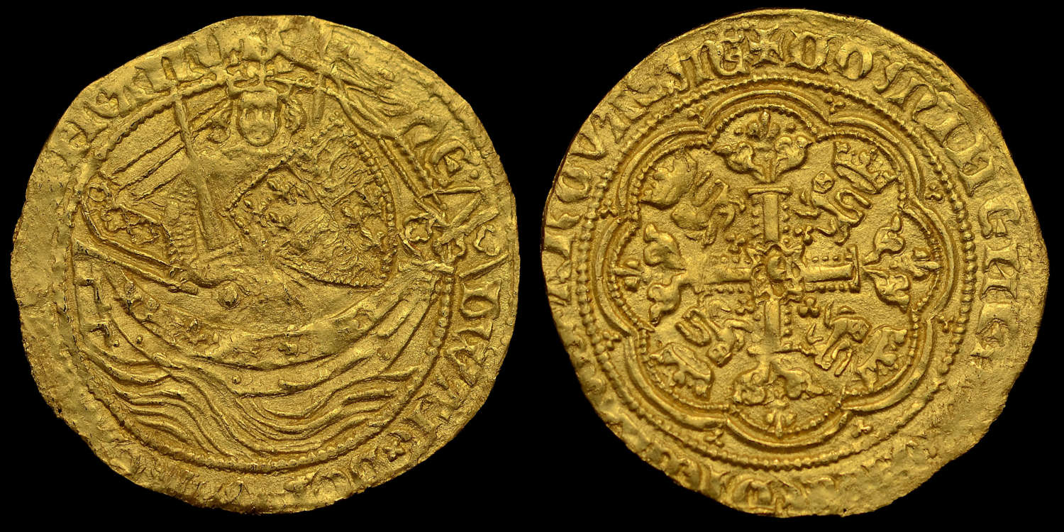 EDWARD III GOLD HALF-NOBLE, CLASS G, MS 64 *TOP OF THE POP*