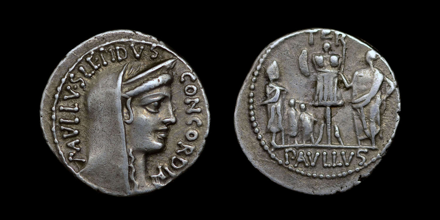 ROMAN REPUBLIC, L. AEMILIUS PAULLUS SILVER DENARIUS