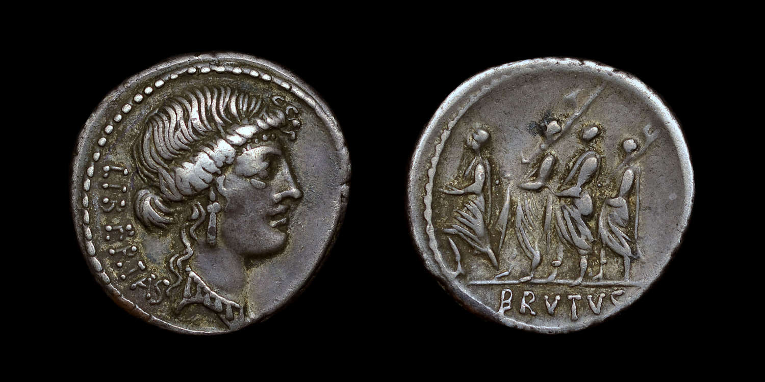 ROMAN REPUBLIC, Q. SERVILIUS CAEPIO (M. JUNIUS) BRUTUS DENARIUS
