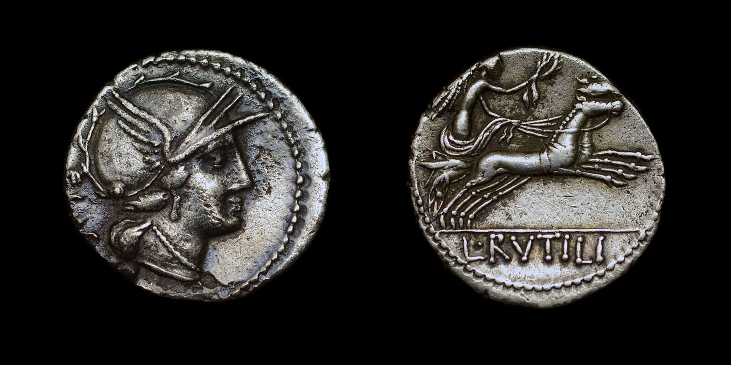 ROMAN REPUBLICAN, L. RUTILIUS FLACCUS SIVER DENARIUS