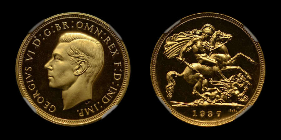 GEORGE VI, 1937 PROOF GOLD SOVEREIGN PF 66* (STAR)