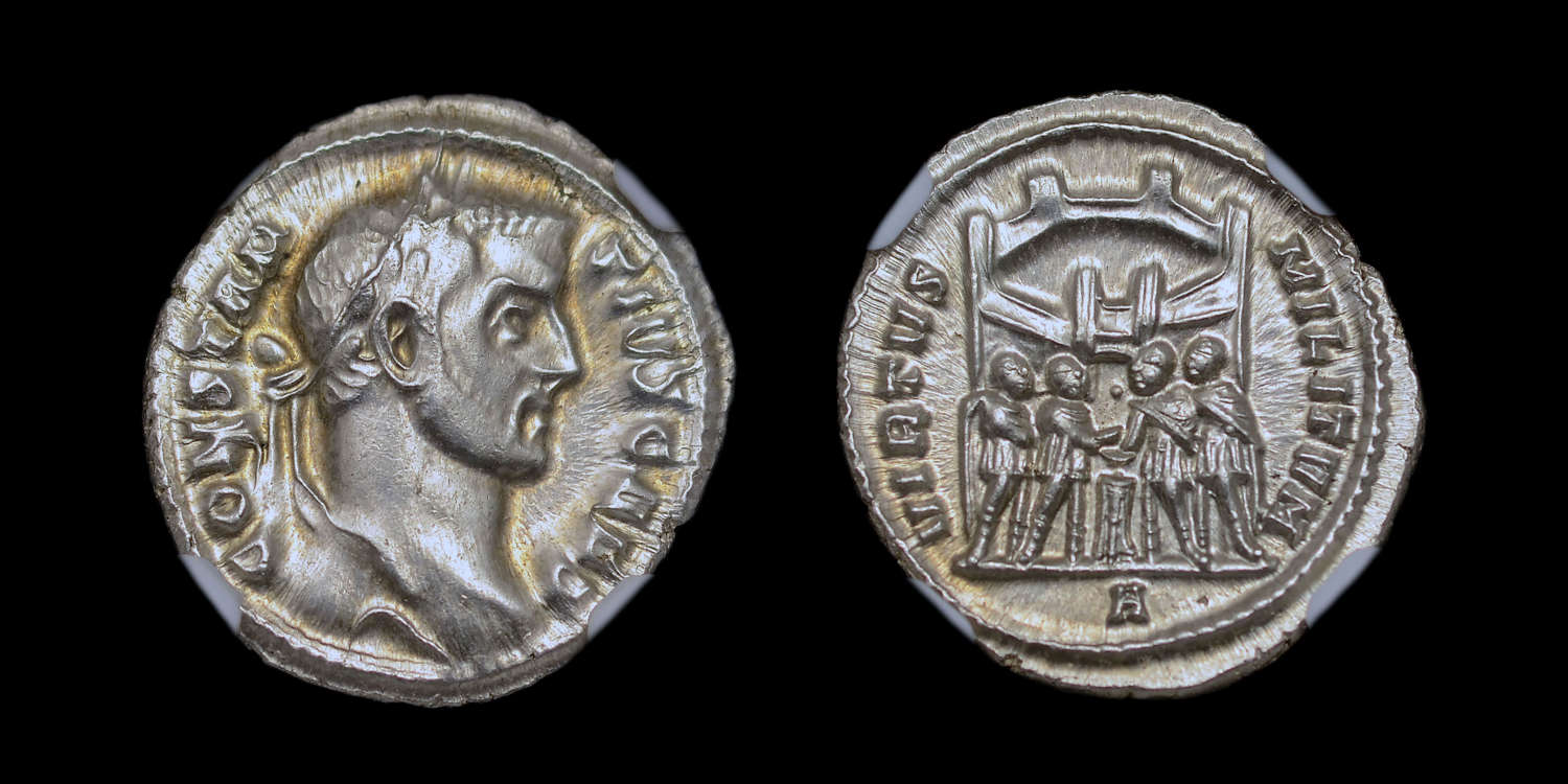 CONSTANTIUS I AS CAESAR, SILVER ARGENTEUS, ROME MINT, NGC MS