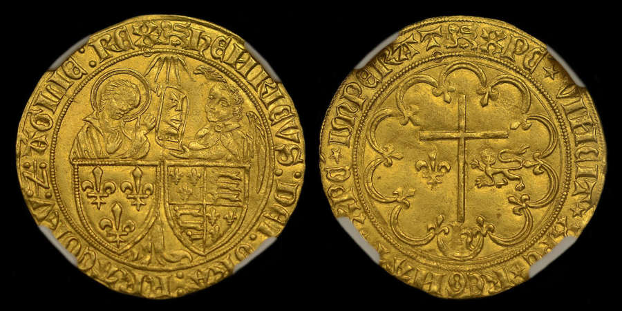 ANGLO-GALLIC, HENRY VI GOLD SALUT D’OR, ROUEN MINT, 2ND ISSUE, MS 62