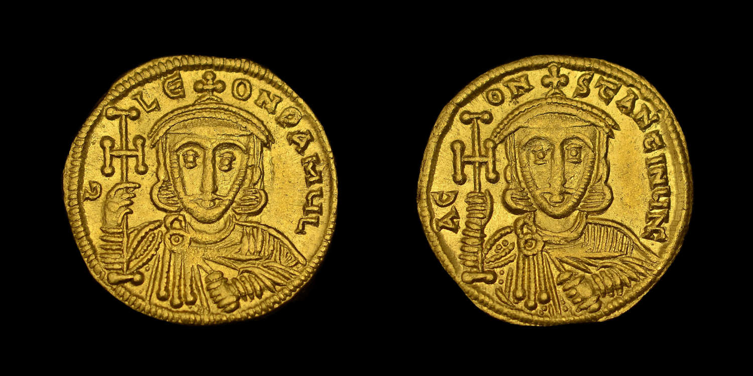 CONSTANTINE V COPRONYMUS WITH LEO III GOLD SOLIDUS