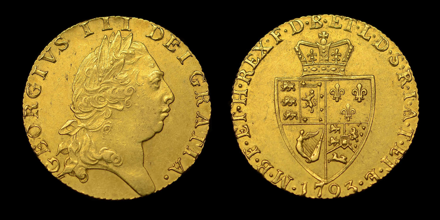 GEORGE III, 1793 GOLD GUINEA “SPADE’ TYPE