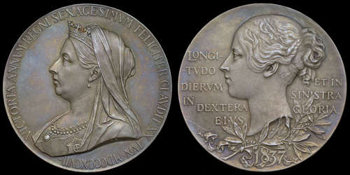 VICTORIA, 1897 DIAMOND JUBILEE LARGE SIZE SILVER MEDAL, MS 62