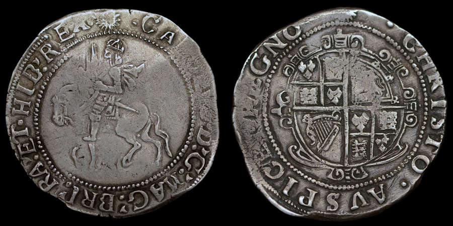 CHARLES I SILVER HALFCROWN, GROUP III UNDER PARLIAMENT