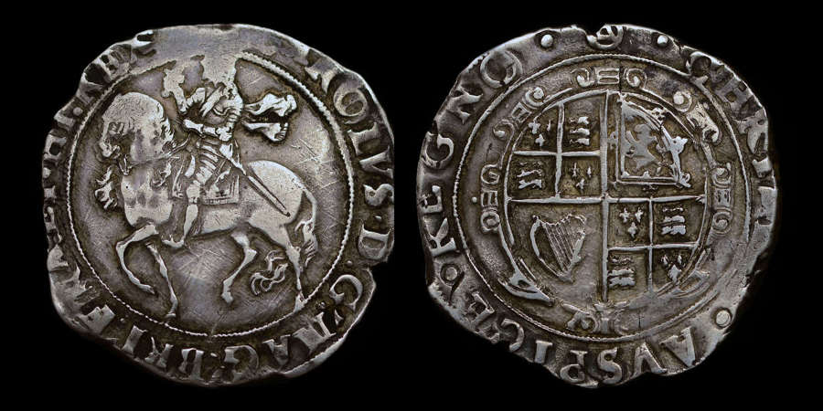 CHARLES I, SILVER HALFCROWN, GROUP IV, UNDER THE KING