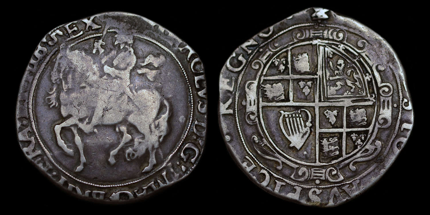 CHARLES I, SILVER HALFCROWN (MULE REVERSE), GROUP IV, UNDER THE KING