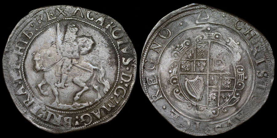 CHARLES I SILVER HALFCROWN, GROUP III UNDER THE KING