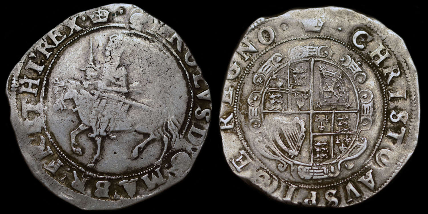 CHARLES I, SILVER HALFCROWN, GROUP III, UNDER THE KING