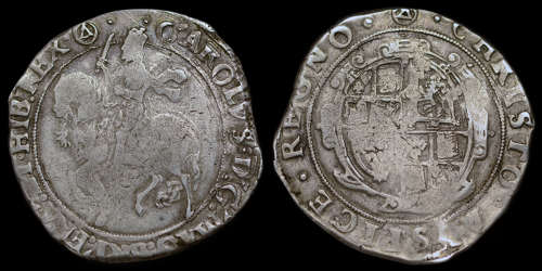 CHARLES I, SILVER HALFCROWN, GROUP IV UNDER THE KING