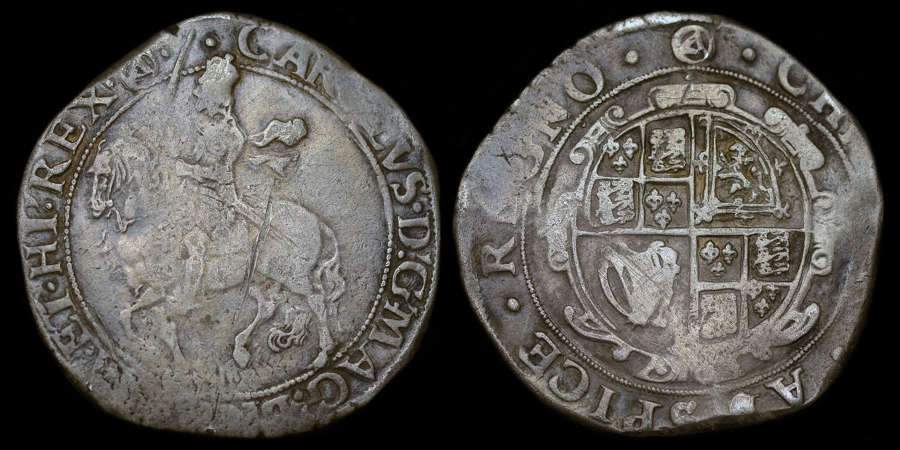 CHARLES I, SILVER HALFCROWN, GROUP IV UNDER THE KING