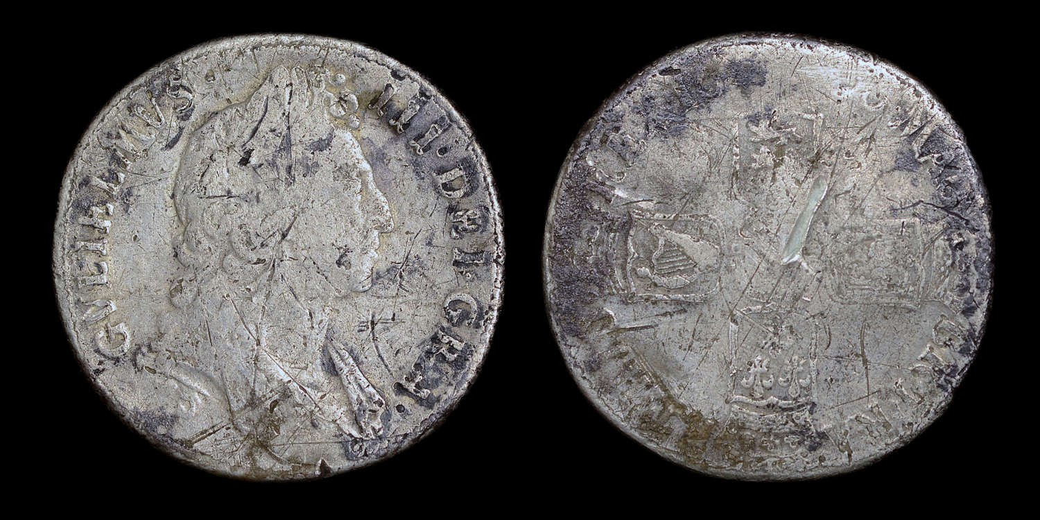 WILLIAM III, SILVER SHILLING, FROM HMS ASSOCIATION WRECK