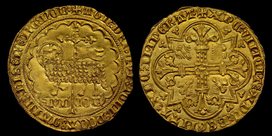 BELGIUM, FLANDERS, LOUIS II OF MALE, GOLD MOUTON D' OR MS 63