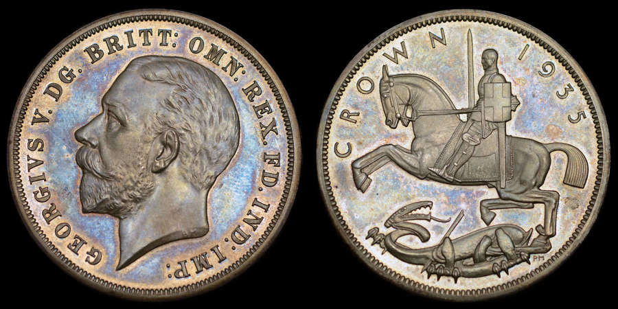 GEORGE V, 1935 SILVER PROOF CROWN, STRUCK FOR THE SILVER JUBILEE PF63