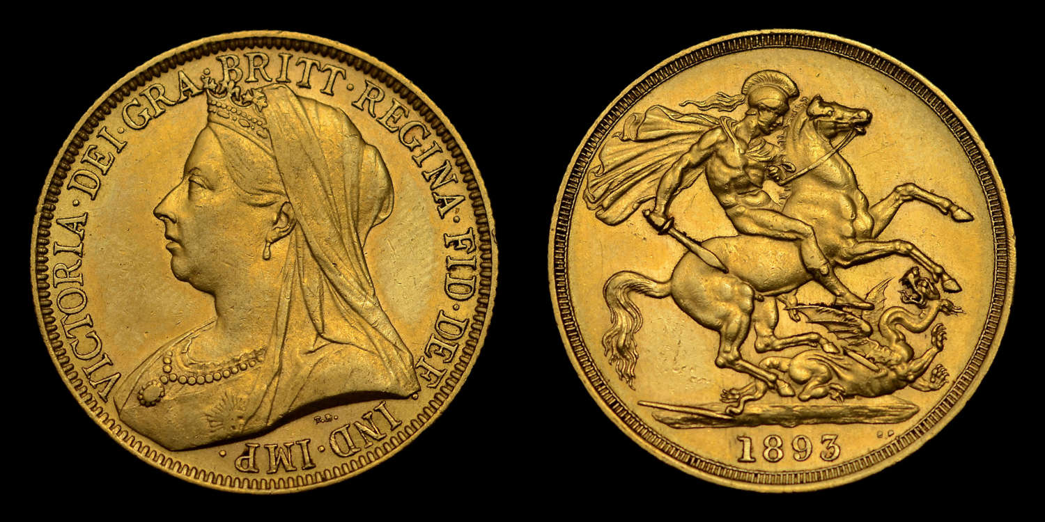 VICTORIA, 1893 GOLD TWO POUNDS