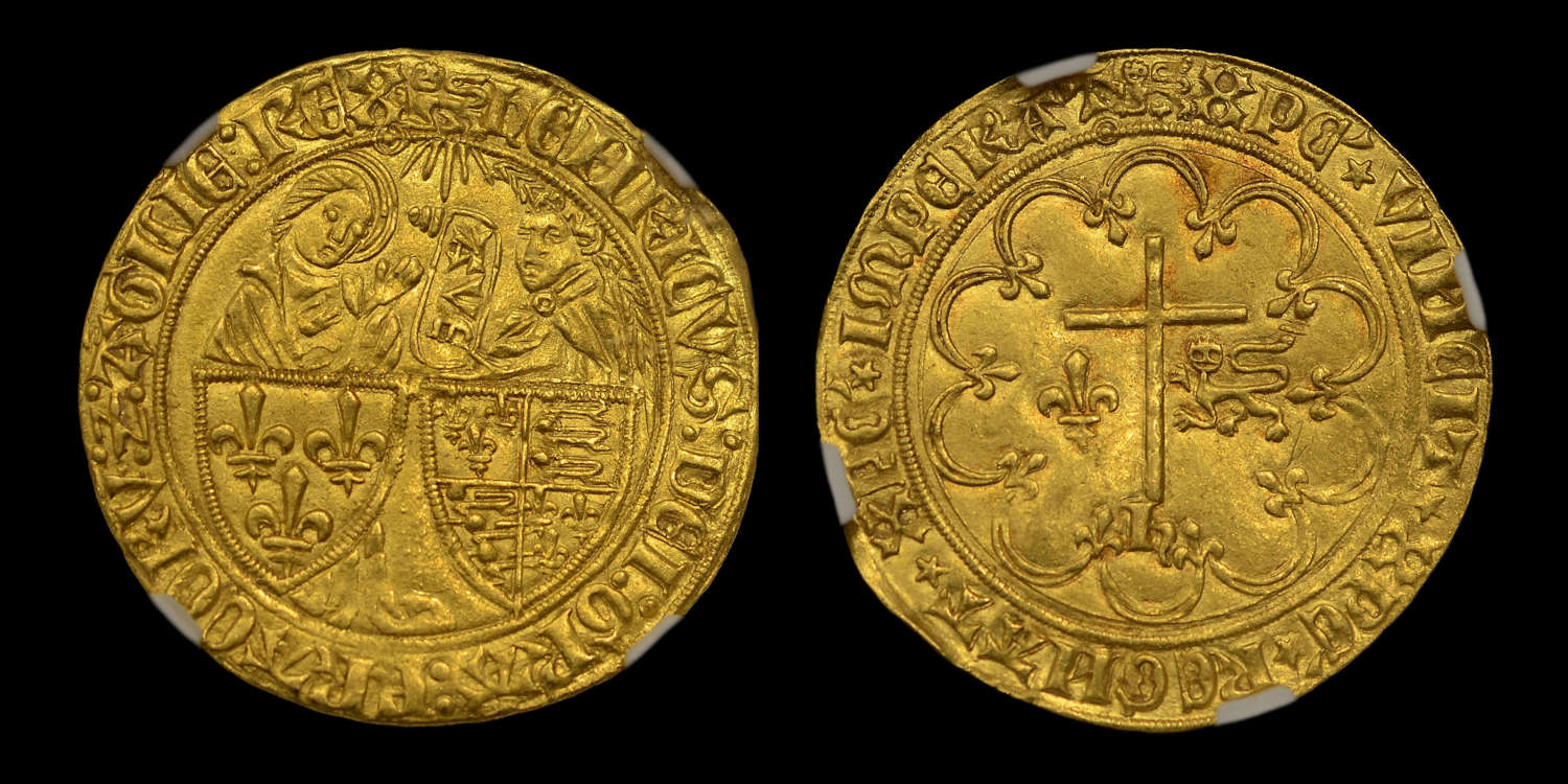 ANGLO-GALLIC, HENRY VI GOLD SALUT D’OR, ROUEN MINT, 2ND ISSUE, MS 63