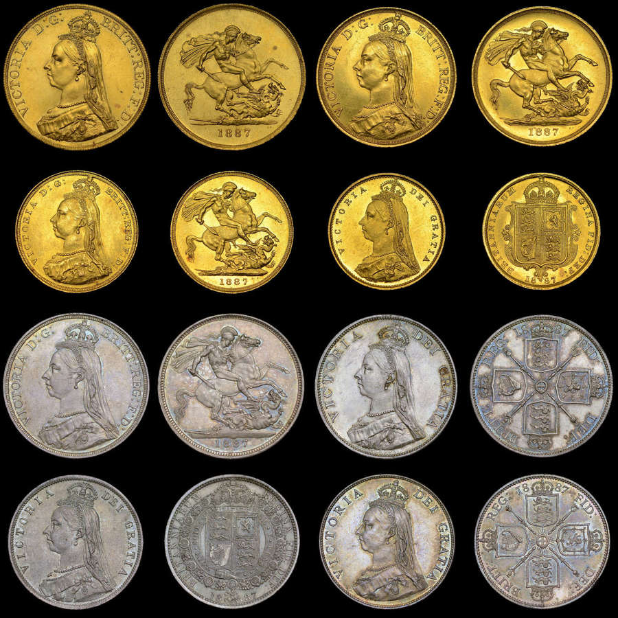 VICTORIA, 1887 GOLDEN JUBILEE SPECIMEN SET, GOLD FIVE POUNDS – 3D
