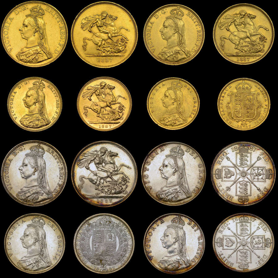 VICTORIA, 1887 GOLDEN JUBILEE SPECIMEN SET, GOLD FIVE POUNDS – 3D