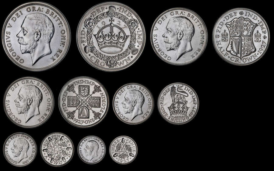 GEORGE V, 1927 SILVER PROOF SET WITHIN PLUSH CASE