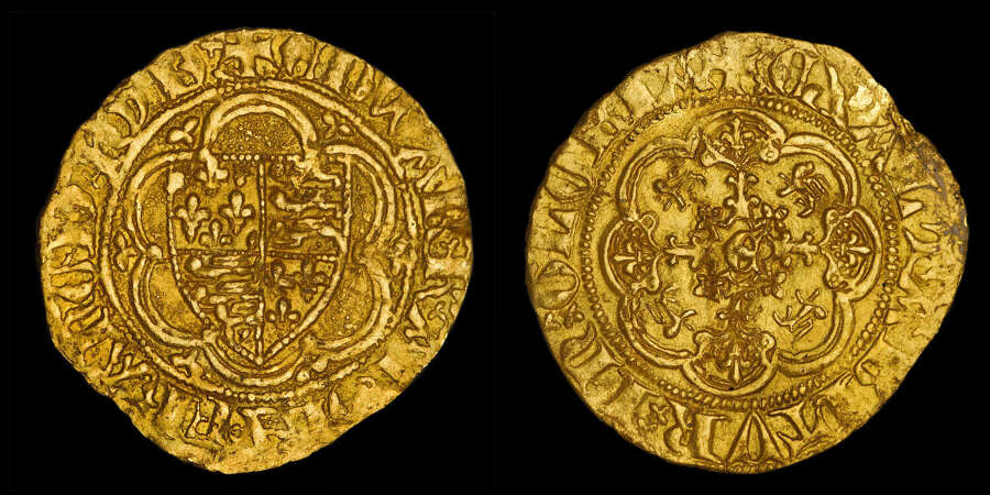 EDWARD III, GOLD QUARTER NOBLE, RARE THIRD COINAGE ISSUE, MS 62